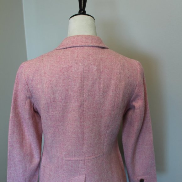 Talbots Pink Shetland Herringbone Wool Blend Two Button Blazer, SZ 4P - Picture 8 of 12